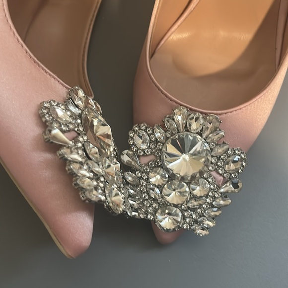 Big Tree Rhinestone Pointed Toe Satin High Heels - Like New Condition - Picture 9 of 11